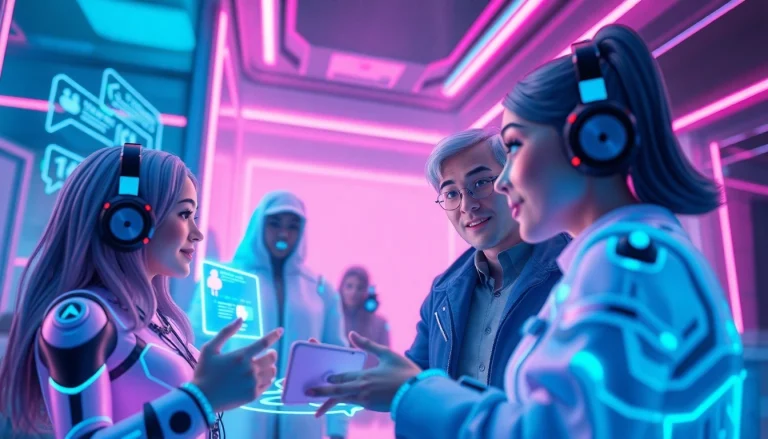 Engaging NSFW character AI in futuristic chat interface with vibrant colors and emotive interactions.