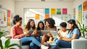 Engaged students collaborating in a modern classroom focused on education equity and innovation.