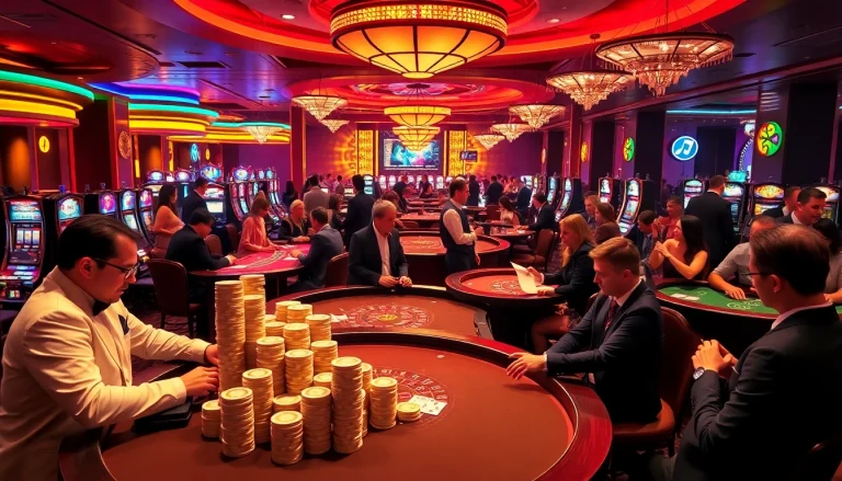 Joueurs engagés profitant des jeux dans un casino en ligne fiable, montrant excitation et élégance.