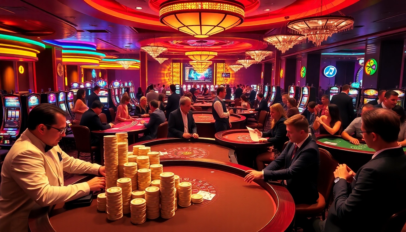 Joueurs engagés profitant des jeux dans un casino en ligne fiable, montrant excitation et élégance.