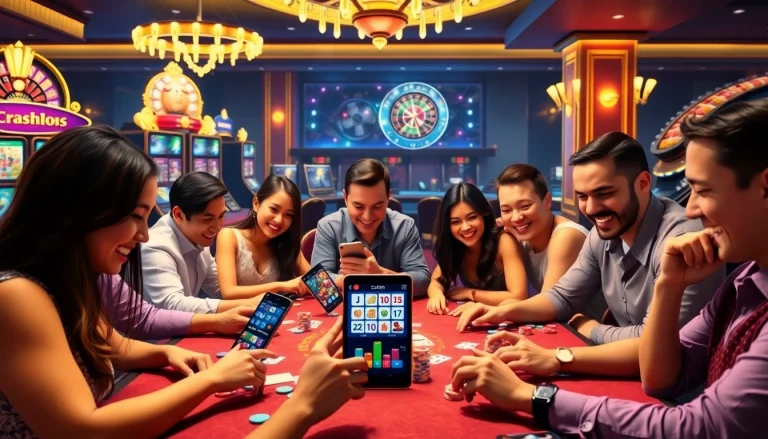 Mega888 APK mobile casino app showcased in an exciting casino atmosphere with players engaging.