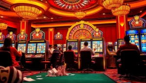 Players enjoying vibrant slot pragmatic machines in a luxurious casino setting