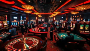 Experience the excitement of mm88 com with vibrant casino games, including poker tables and slot machines.