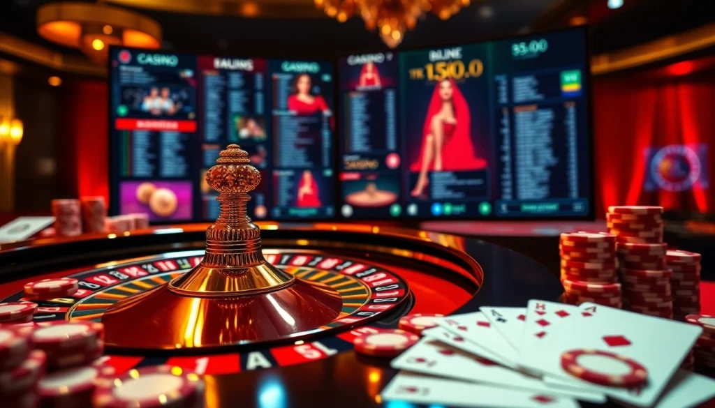 Découvrez l'excitation du casino en ligne France avec une roue de roulette luxueuse et des jetons vibrants.