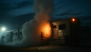 Emergency responders assisting victims at the spain train crash scene.