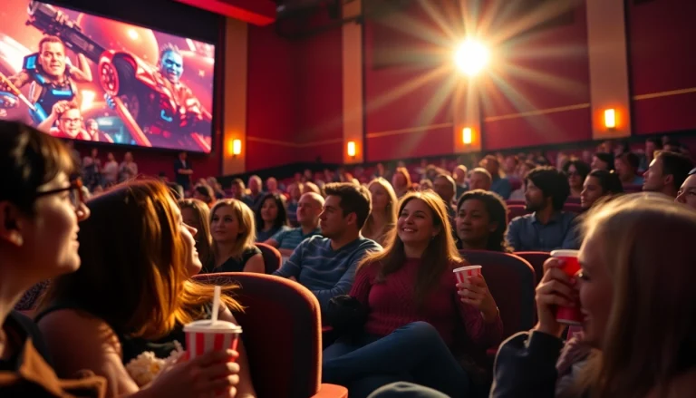 ดูหนัง ในโรงภาพยนตร์ที่เต็มไปด้วยผู้ชมมีความสุข