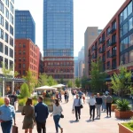 Engaging view of the North Main Makeover showcasing revitalized urban spaces and vibrant community interaction.