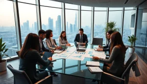 Visual representation of Accounting Services in Dubai with professionals collaborating in a bright modern office.