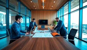 Conducting a thorough Bid-No-Bid Analysis in a modern office environment with collaborative insights.