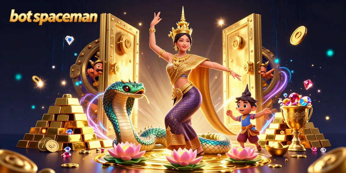 Experience big wins with bot spaceman in a vibrant 3D casino scene filled with treasures.