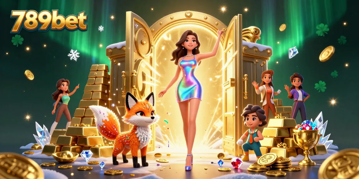 Win big with interactive 789bet casino experience featuring golden treasures and vibrant characters.