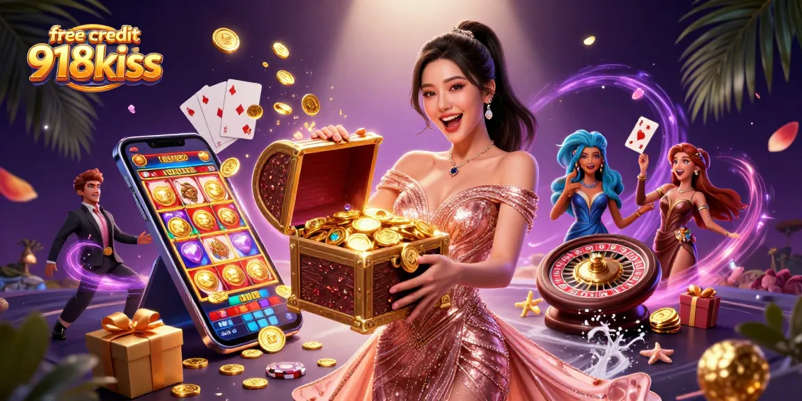 Play thrilling games with free credit 918kiss as a gorgeous Asian woman unveils a treasure chest of riches.