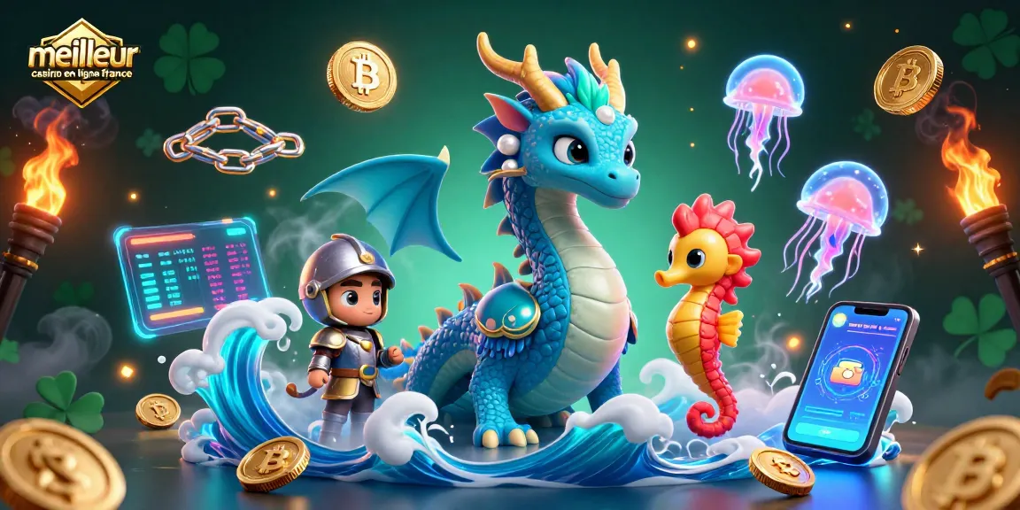 Jouez au meilleur casino en ligne France, où un majestueux dragon règne sur une vibrant aventure sous-marine remplie d'éléments crypto.