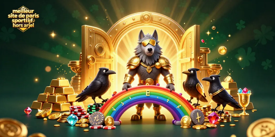 Pariez avec le meilleur site de paris sportif hors ARJEL, avec une illustration captivante des personnages mythologiques et éléments de casino.