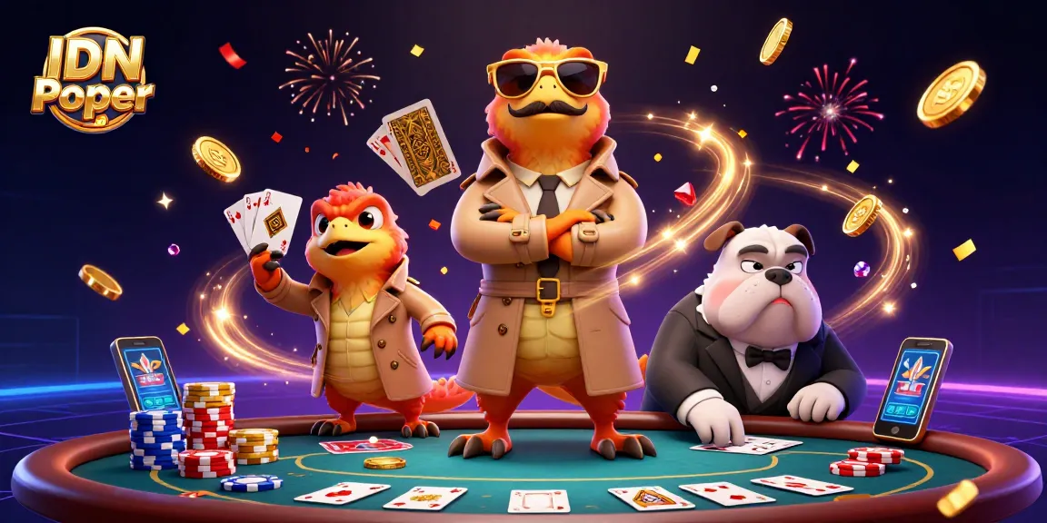 Experience thrilling IDN Poker Online action with raptors at a VIP lounge, immersive gaming details.