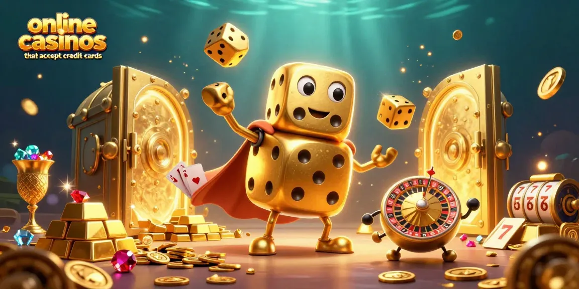 Explore online casinos that accept credit cards with vibrant characters and gold-filled treasures in a dynamic 3D scene.