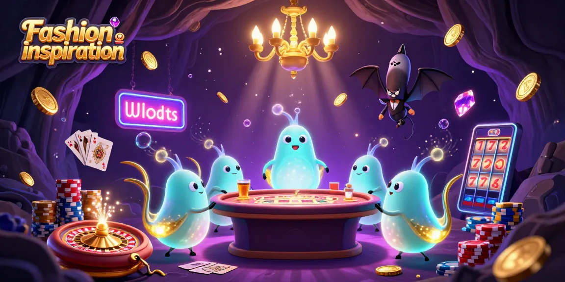 Experience Fashion inspiration at a dynamic 3D illustration of a glowing casino with casino elements.