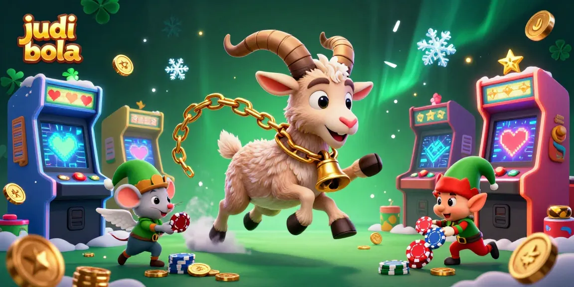 Bet on judi bola while enjoying a festive holiday-horror casino atmosphere with gremlins and game elements.