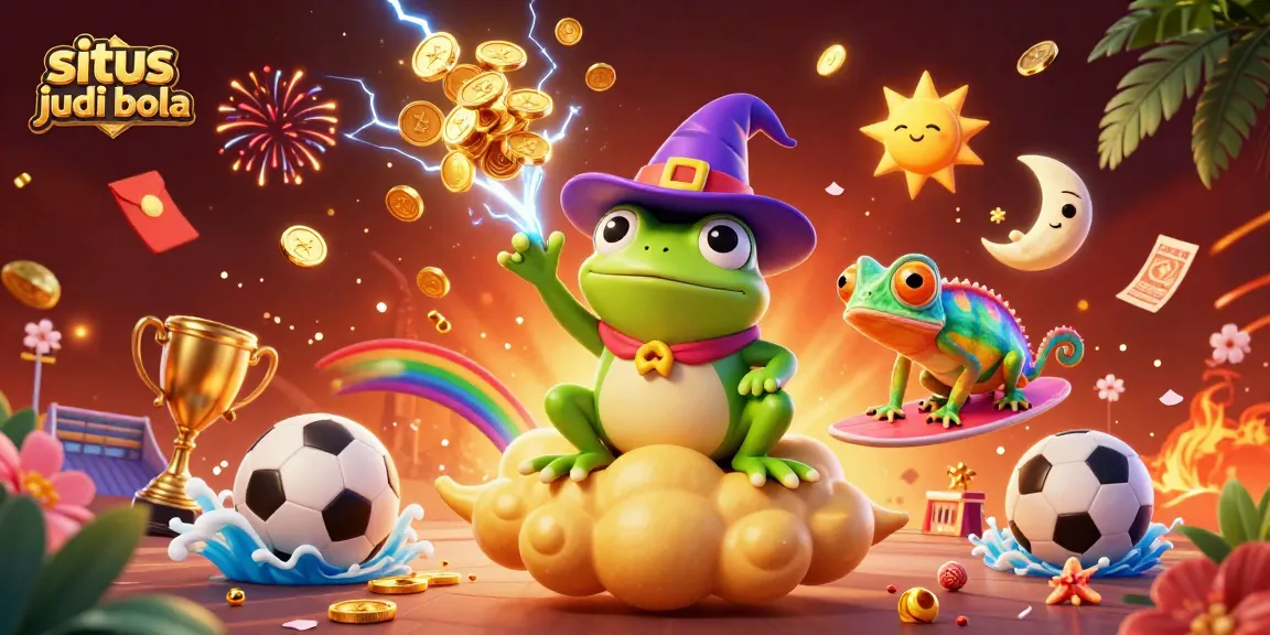 Place bets and win big with situs judi bola as a weather wizard frog conjures golden coins.